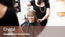  Presentation with hair salon - Slides with woman at the hair salon background and a tawny brown colored foreground
