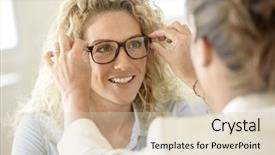  Presentation with optical - Slides having blond woman at the optical background and a lemonade colored foreground