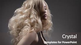  Presentation with curly fern sun - Presentation theme enhanced with blond woman curly long hair background and a dark gray colored foreground