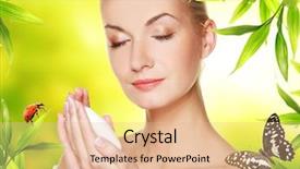  Presentation with white - Slide deck consisting of blond woman holding white soap background and a lemonade colored foreground