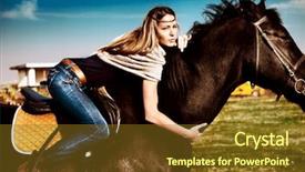  Presentation with of blue jeans denim - Slide set featuring blond woman in blue jeans background and a tawny brown colored foreground