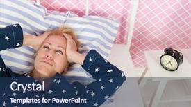  Presentation with menopause - Theme featuring blond woman of mature age background and a ocean colored foreground