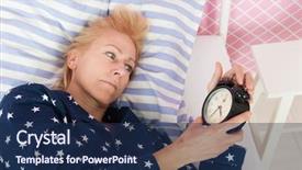  Presentation with woman menopause - Presentation theme having blond woman of mature age background and a  colored foreground