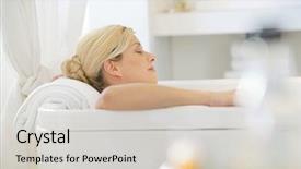  Presentation with sensuality woman black angel relaxing - Colorful slides enhanced with blond woman relaxing in bath backdrop and a lemonade colored foreground