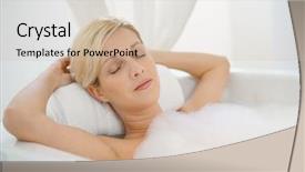 Presentation with sensuality woman black angel relaxing - Beautiful presentation theme featuring blond woman relaxing in bath backdrop and a  colored foreground