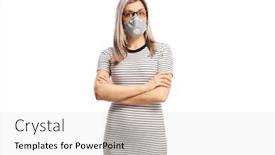  Presentation with viruses - Cool new PPT layouts with blond-woman-wearing-a-face backdrop and a white colored foreground