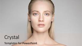  Presentation with long hair - Presentation theme having blond woman with long slick background and a lemonade colored foreground