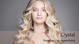  Presentation with wavy aquamarine - Presentation design featuring blond woman with long wavy background and a soft green colored foreground