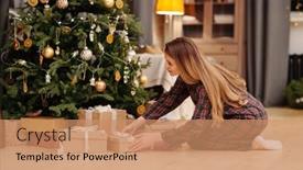  Presentation with christmas kids - Amazing PPT layouts having blond-young-female-in-pajamas backdrop and a coral colored foreground