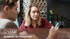  Presentation with simple and elegant - PPT theme consisting of blond-young-woman-in-elegant background and a tawny brown colored foreground