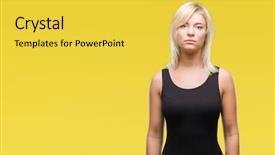  Presentation with simple art elegant - Beautiful PPT theme featuring blonde attractive woman wearing elegant backdrop and a  colored foreground