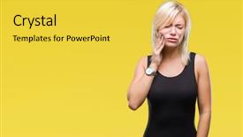  Presentation with illness - Slides having blonde attractive woman wearing elegant background and a yellow colored foreground