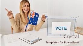  Presentation with political woman - Slide set featuring blonde-beautiful-young-woman background and a lemonade colored foreground