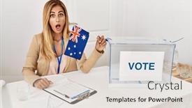  Presentation with political woman - Slides having blonde-beautiful-young-woman background and a lemonade colored foreground