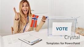  Presentation with political woman - Slide set enhanced with blonde-beautiful-young-woman background and a lemonade colored foreground