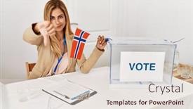  Presentation with political woman - PPT theme having blonde-beautiful-young-woman background and a lemonade colored foreground