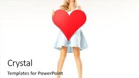  Presentation with fetal heart beat - PPT layouts consisting of blonde beauty holding big heart background and a  colored foreground