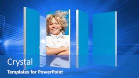  Presentation with abstract light - Slide deck with blonde-boy-on-abstract-screen background and a teal colored foreground