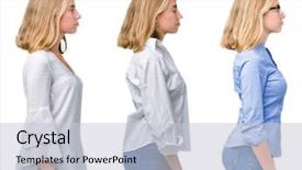  Presentation with business profile - Slide deck enhanced with blonde business woman over white background and a  colored foreground