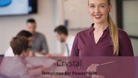  Presentation with casual young people - Slides enhanced with blonde businesswoman in casual clothes working on tablet computer at modern startup business office interior young people group on team meeting blured in background background and a violet colored foreground