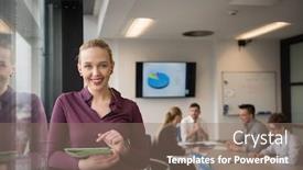  Presentation with casual young people - Colorful presentation enhanced with blonde businesswoman in casual clothes working on tablet computer at modern startup business office interior young people group on team meeting blured in background backdrop and a coral colored foreground