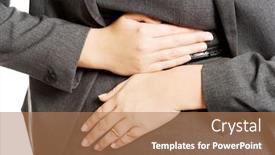  Presentation with strong - PPT theme featuring blonde businesswoman with strong stomachache background and a coral colored foreground