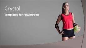  Presentation with softball sports - Amazing slides having blonde-caucasian-woman-holding backdrop and a gray colored foreground