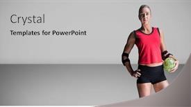  Presentation with softball sports - Colorful PPT layouts enhanced with blonde-caucasian-woman-holding backdrop and a light gray colored foreground