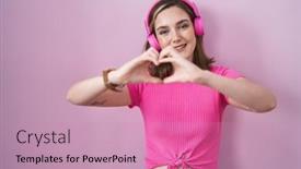  Presentation with love music - Presentation having blonde-caucasian-woman-listening background and a  colored foreground