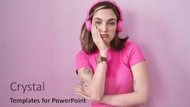  Presentation with depression - Presentation theme featuring blonde-caucasian-woman-listening background and a coral colored foreground