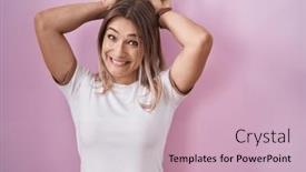  Presentation with bunny - PPT layouts having blonde-caucasian-woman-standing-over background and a soft green colored foreground