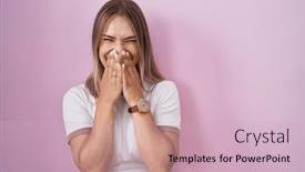 Presentation with woman praying over bible - Presentation theme consisting of blonde-caucasian-woman-standing-over background and a soft green colored foreground
