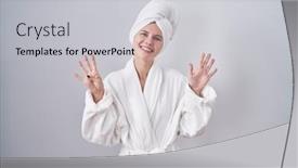  Presentation with number - Slides with blonde-caucasian-woman-wearing-bathrobe background and a light gray colored foreground