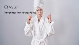  Presentation with depressed - Theme with blonde-caucasian-woman-wearing-bathrobe background and a light gray colored foreground