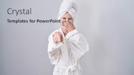  Presentation with shame - Presentation having blonde-caucasian-woman-wearing-bathrobe background and a  colored foreground