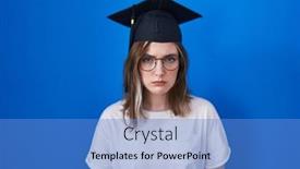  Presentation with graduation - Presentation theme featuring blonde-caucasian-woman-wearing-graduation background and a  colored foreground