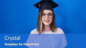  Presentation with graduation - Presentation design consisting of blonde-caucasian-woman-wearing-graduation background and a  colored foreground