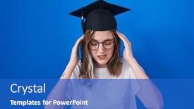  Presentation with graduation - Presentation design with blonde-caucasian-woman-wearing-graduation background and a  colored foreground