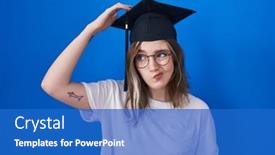  Presentation with graduation black graduate hat - Presentation theme having blonde-caucasian-woman-wearing-graduation background and a  colored foreground