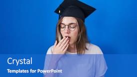  Presentation with graduation - PPT theme enhanced with blonde-caucasian-woman-wearing-graduation background and a  colored foreground