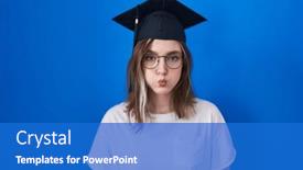  Presentation with graduation - Slide deck featuring blonde-caucasian-woman-wearing-graduation background and a cobalt blue colored foreground