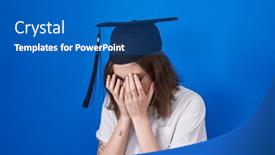  Presentation with graduation - PPT theme consisting of blonde-caucasian-woman-wearing-graduation background and a teal colored foreground