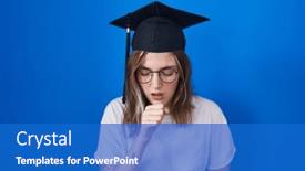  Presentation with graduation - PPT layouts having blonde-caucasian-woman-wearing-graduation background and a cobalt blue colored foreground