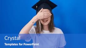  Presentation with graduation - PPT layouts enhanced with blonde-caucasian-woman-wearing-graduation background and a  colored foreground