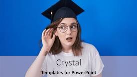  Presentation with graduation - Theme with blonde-caucasian-woman-wearing-graduation background and a  colored foreground