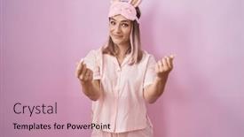  Presentation with salary - Slide deck enhanced with blonde-caucasian-woman-wearing-sleep background and a coral colored foreground