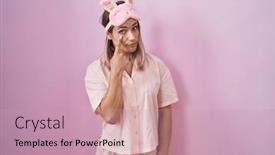  Presentation with pajama - Slide set enhanced with blonde-caucasian-woman-wearing-sleep background and a coral colored foreground