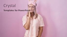  Presentation with pajama - PPT layouts with blonde-caucasian-woman-wearing-sleep background and a lemonade colored foreground