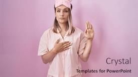  Presentation with sleep - Slide set with blonde-caucasian-woman-wearing-sleep background and a coral colored foreground