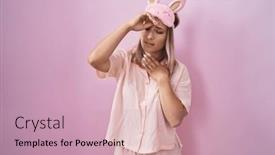  Presentation with fever - PPT theme consisting of blonde-caucasian-woman-wearing-sleep background and a soft green colored foreground
